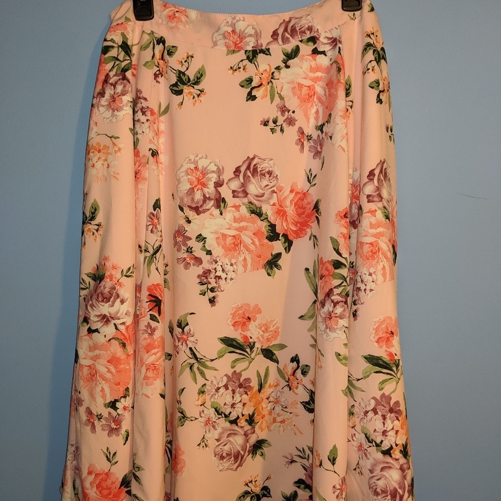 Plus Size Rock Steady Pink Floral Poodle Skirt